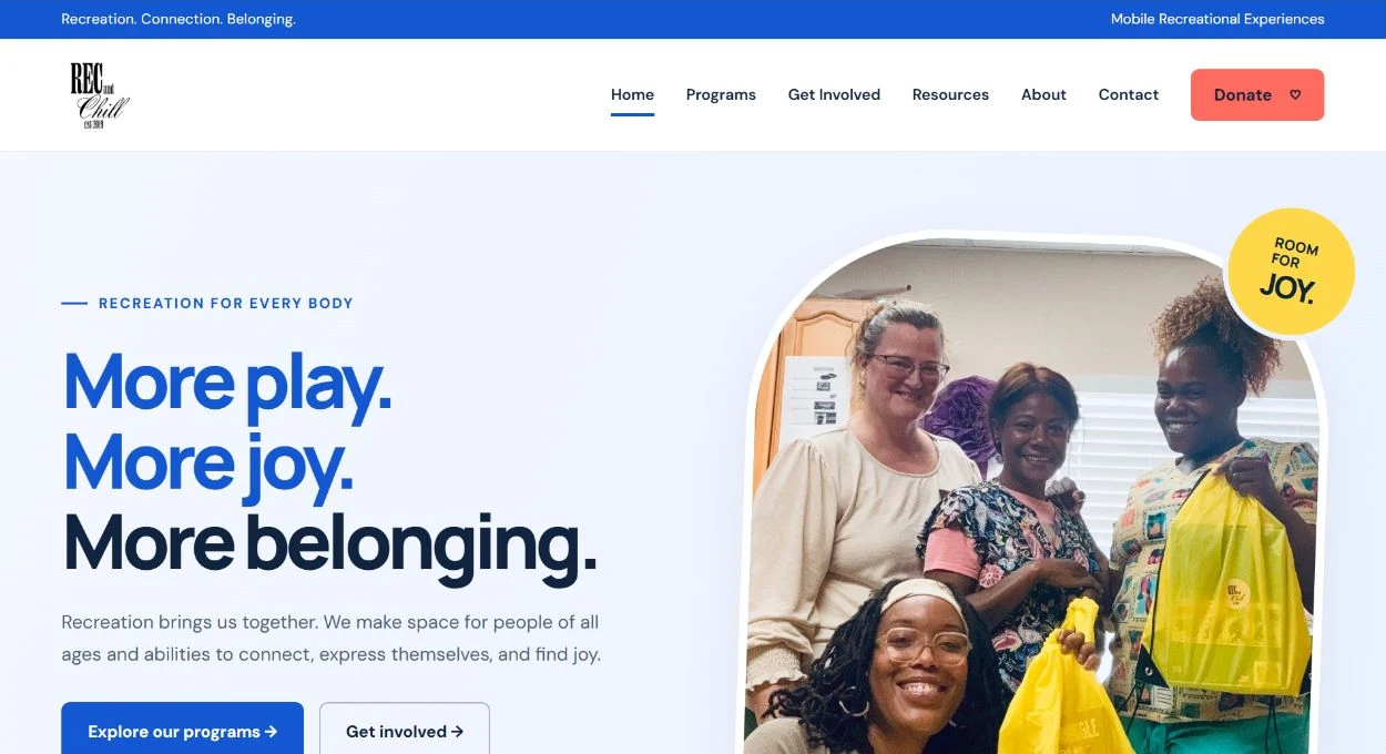 Rec and Chill homepage screenshot